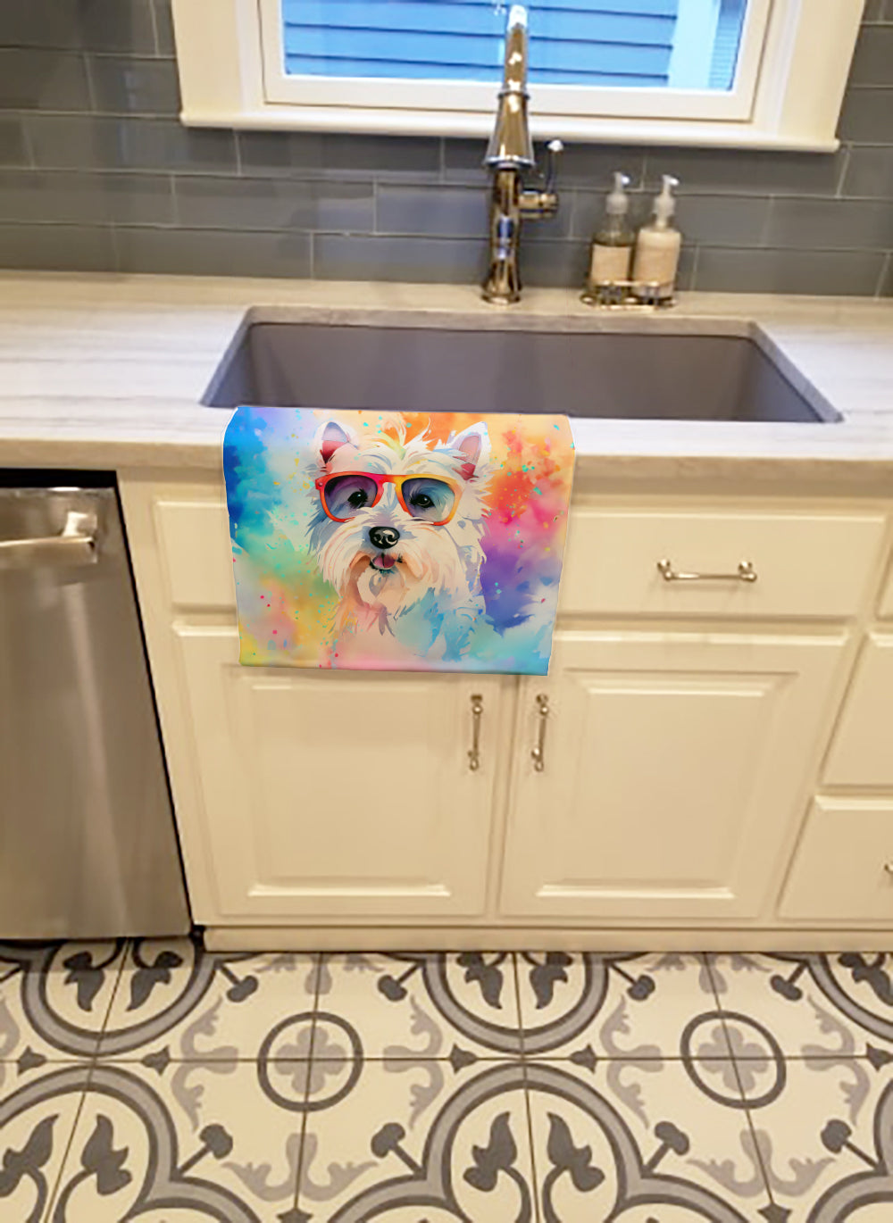 Westie Hippie Dawg Kitchen Towel