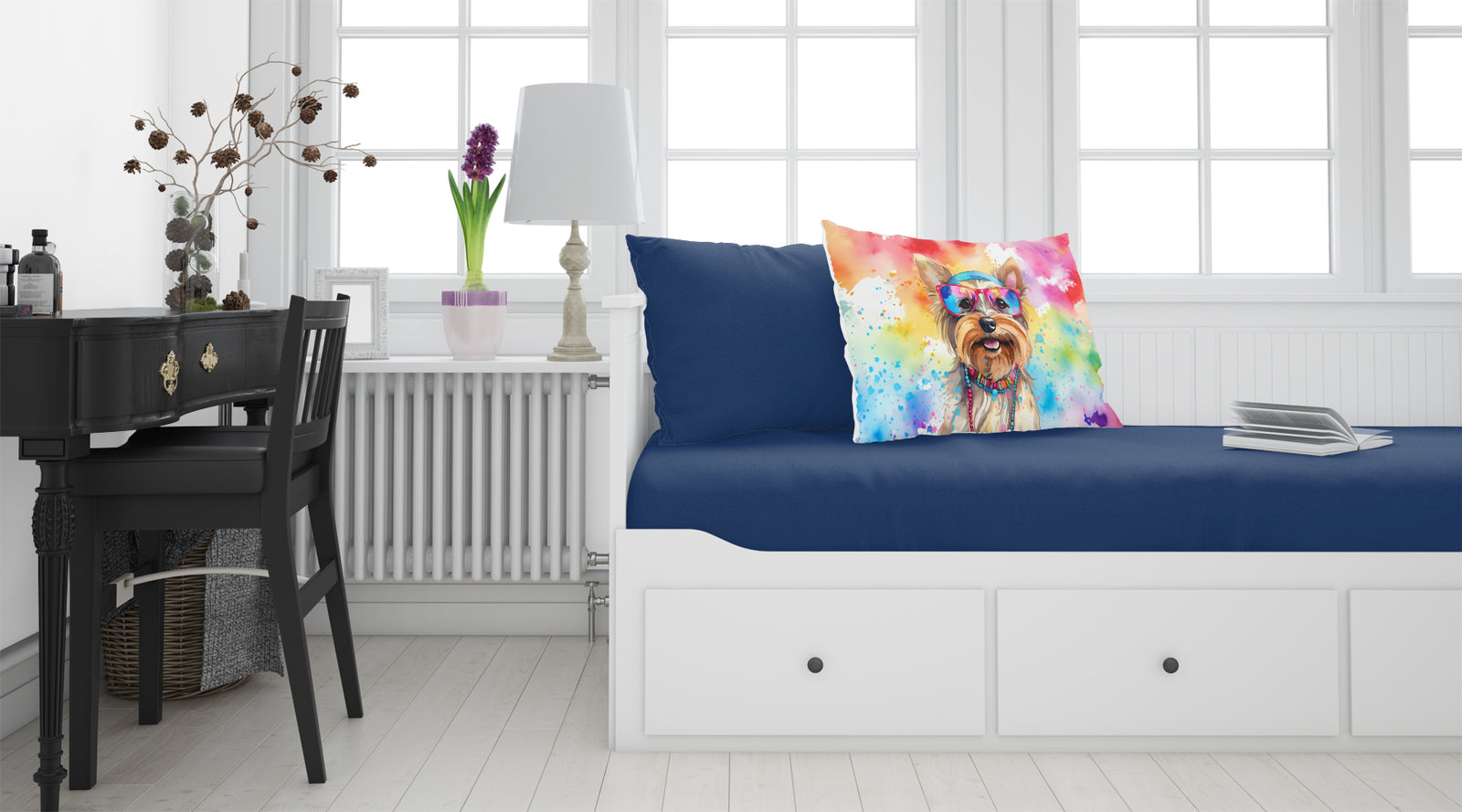 Caroline's Treasures Yorkshire Terrier Hippie Dawg Standard Pillowcase – Artistic Decorative Front, White Back