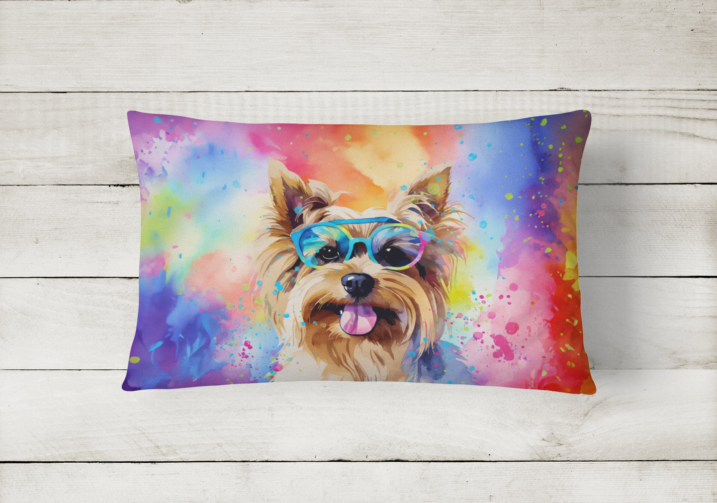 Buy this Yorkshire Terrier Hippie Dawg Fabric Decorative Pillow