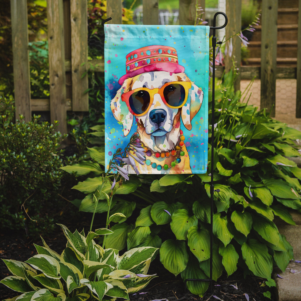 Caroline's Treasures Hippie Dawg Garden Flag – Retro Dog with Sunglasses & Multicolored Background