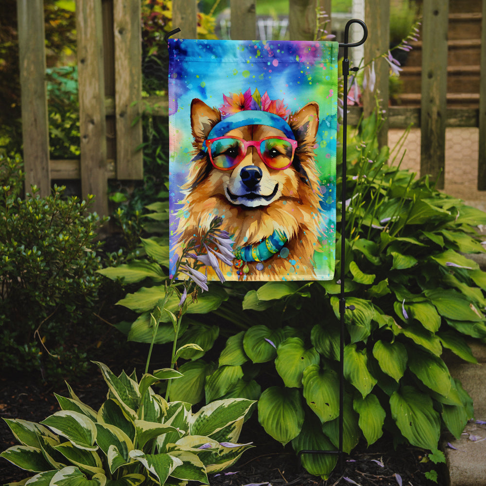 Caroline's Treasures Hippie Dawg Garden Flag – Retro Dog with Sunglasses & Multicolored Background