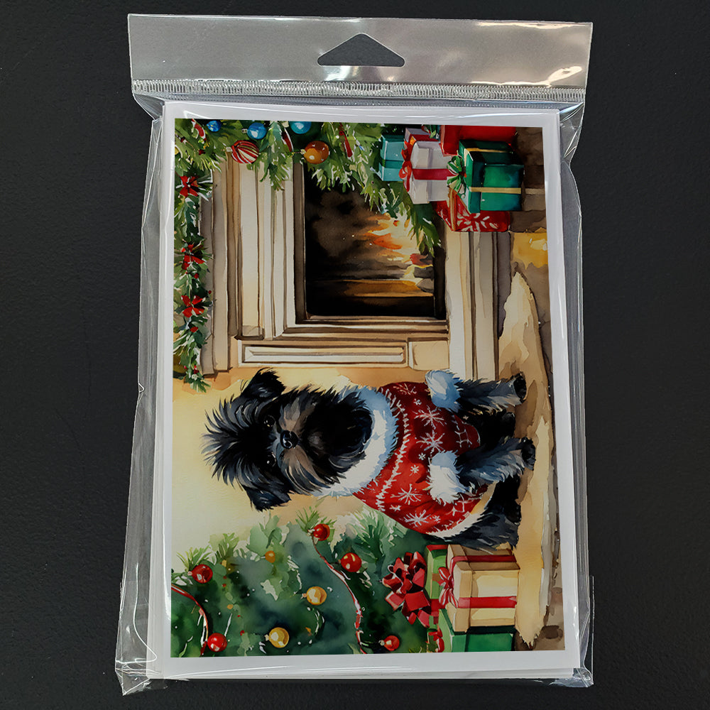 Affenpinscher Cozy Christmas Greeting Cards Pack of 8