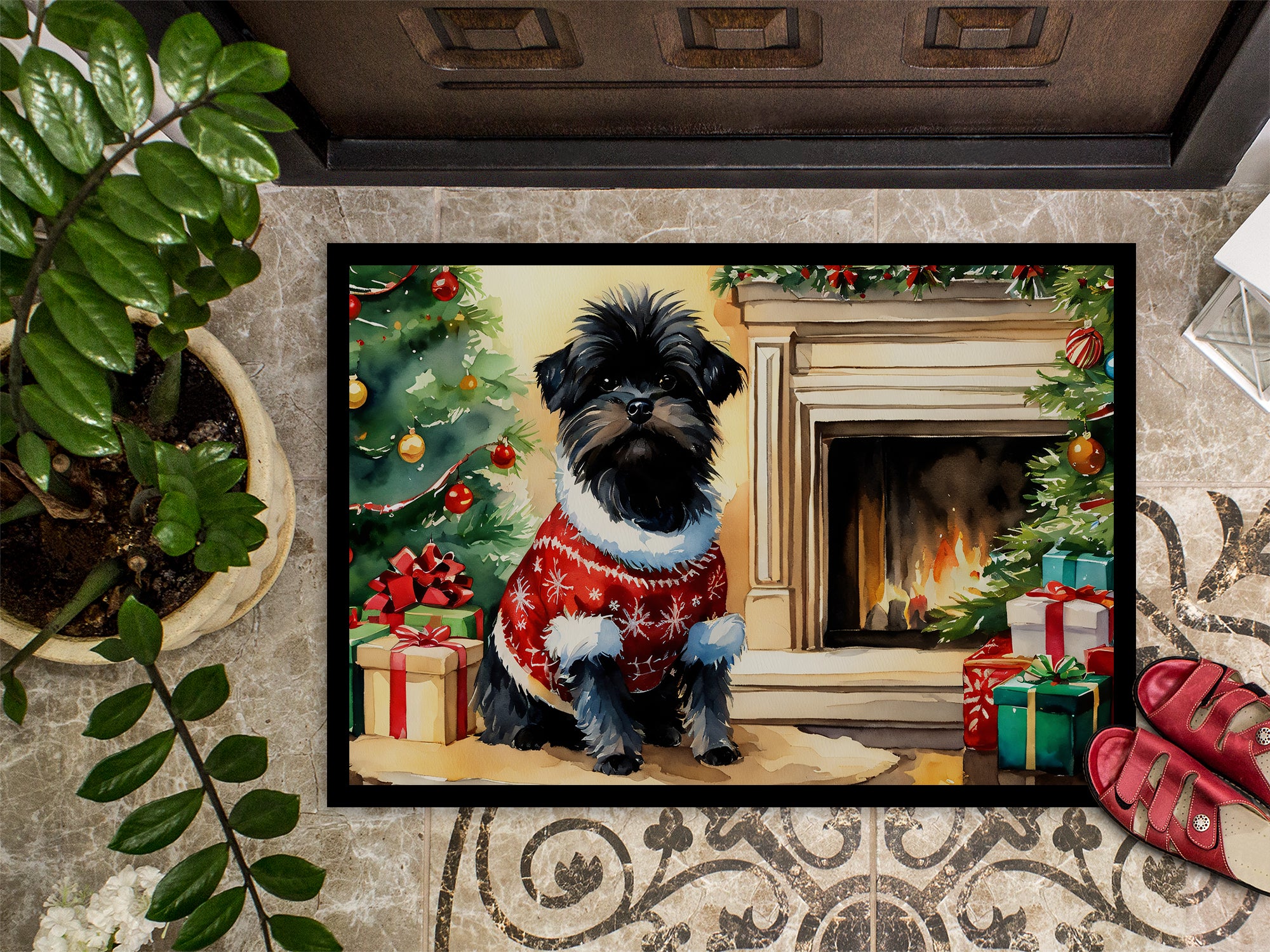 Affenpinscher Cozy Christmas Doormat