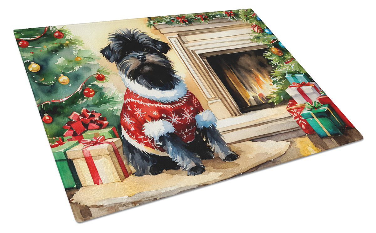 Buy this Affenpinscher Cozy Christmas Glass Cutting Board Large