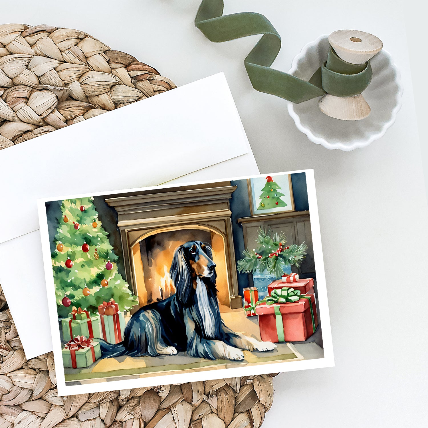 Afghan Hound Cozy Christmas Greeting Cards Pack of 8