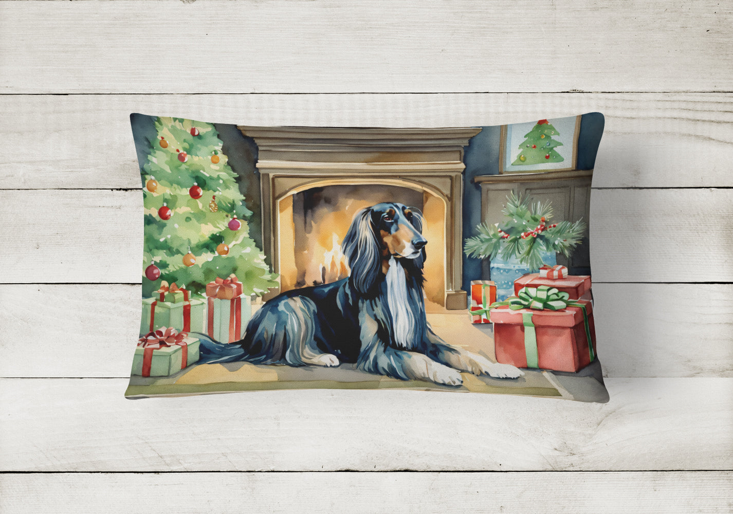 Caroline's Treasures Afghan Hound Cozy Christmas Throw Pillow