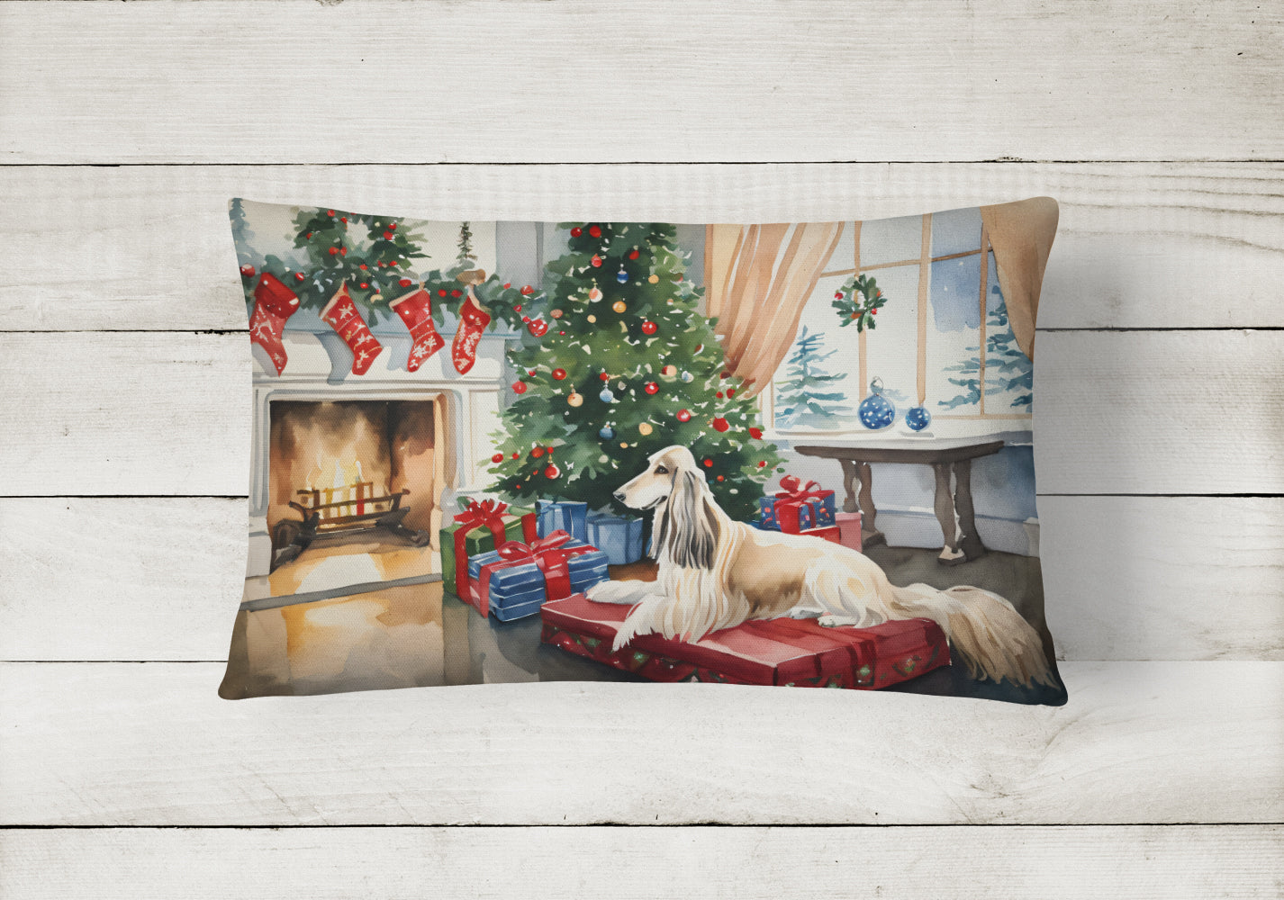 Afghan Hound Cozy Christmas Throw Pillow