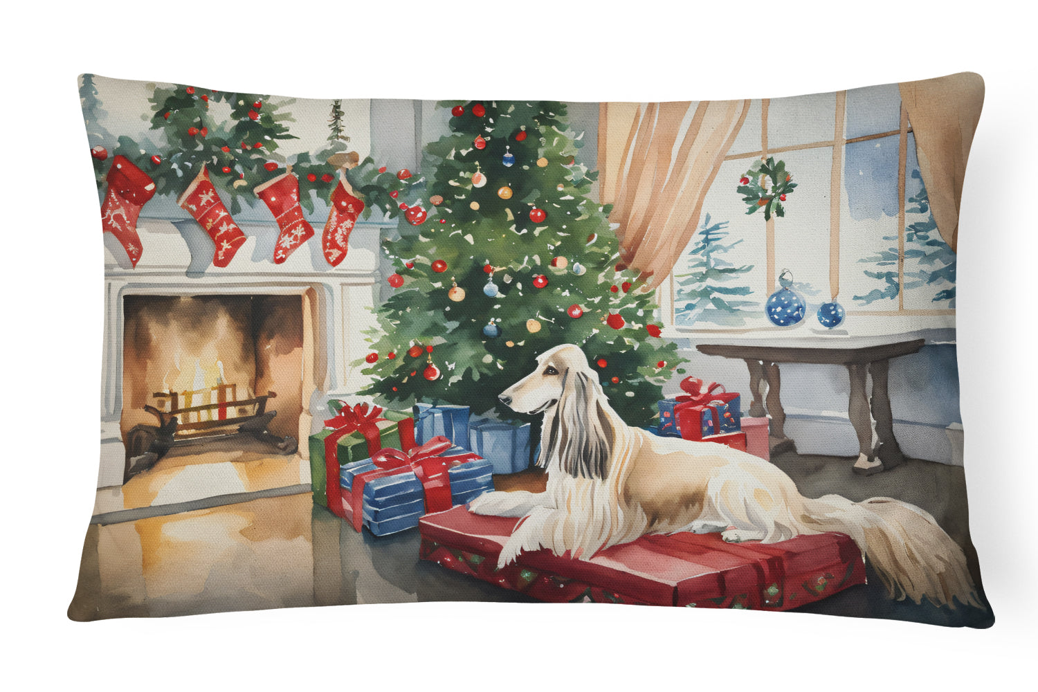 Buy this Afghan Hound Cozy Christmas Throw Pillow