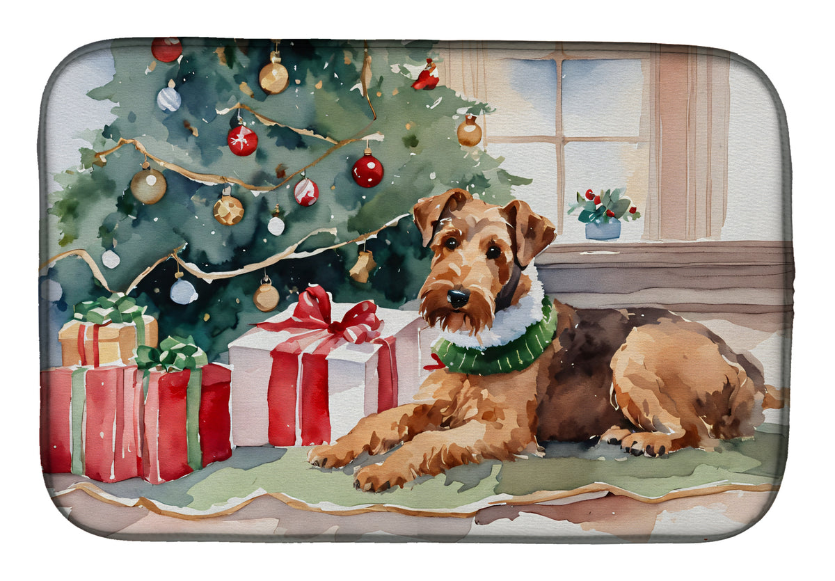 Buy this Airedale Terrier Cozy Christmas Dish Drying Mat