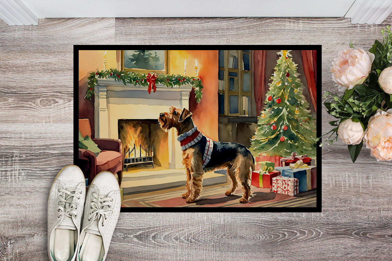 Airedale Terrier Cozy Christmas Doormat