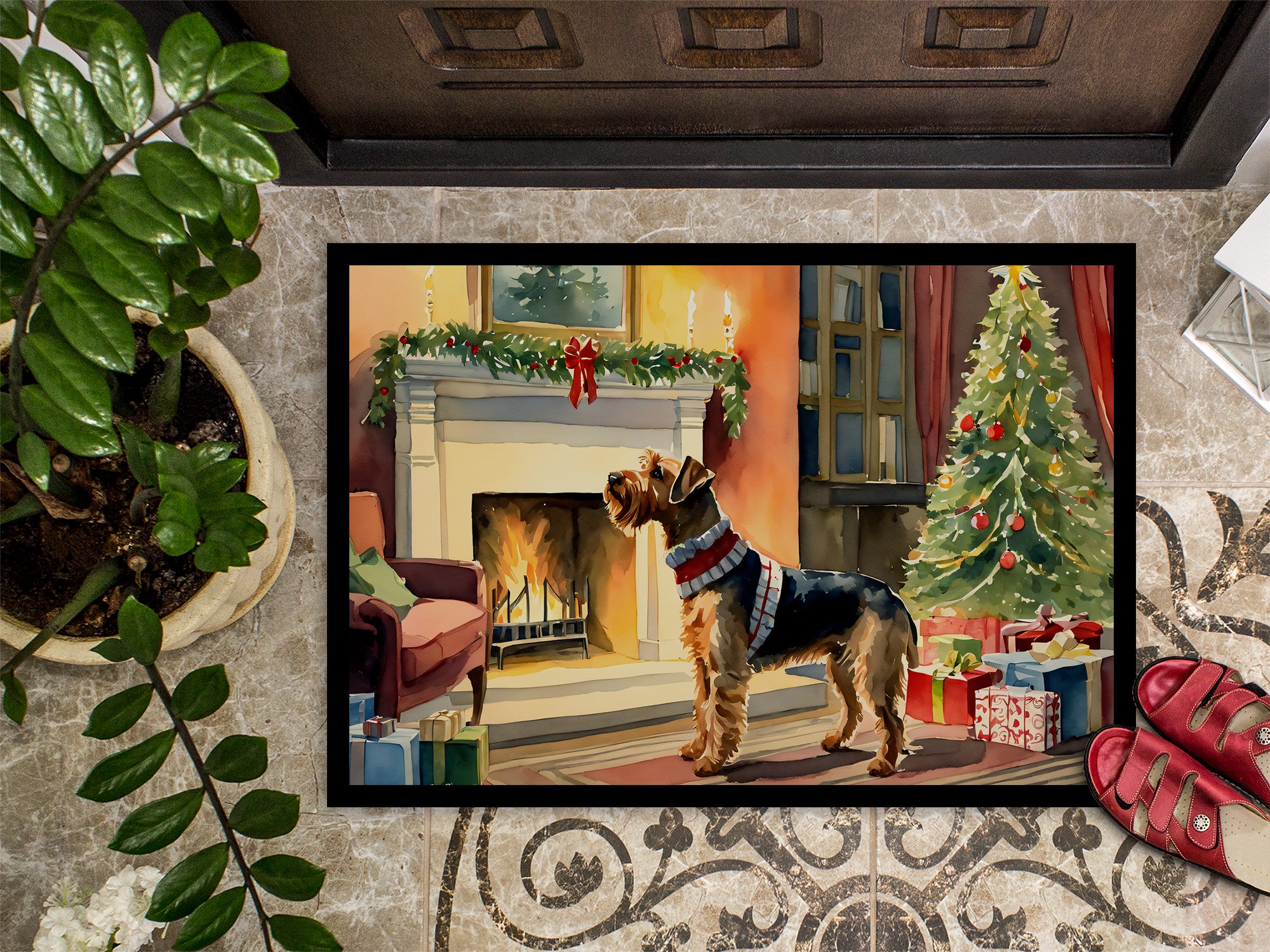 Airedale Terrier Cozy Christmas Doormat