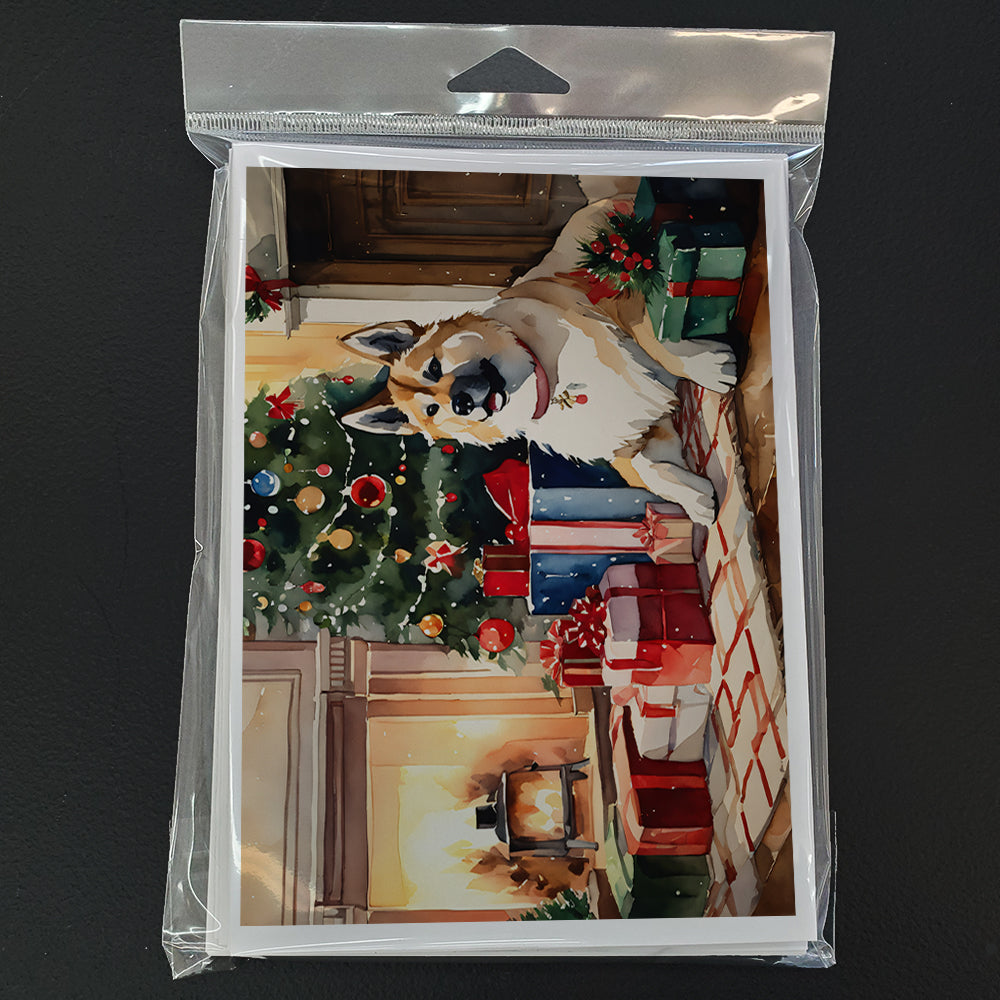Akita Cozy Christmas Greeting Cards Pack of 8