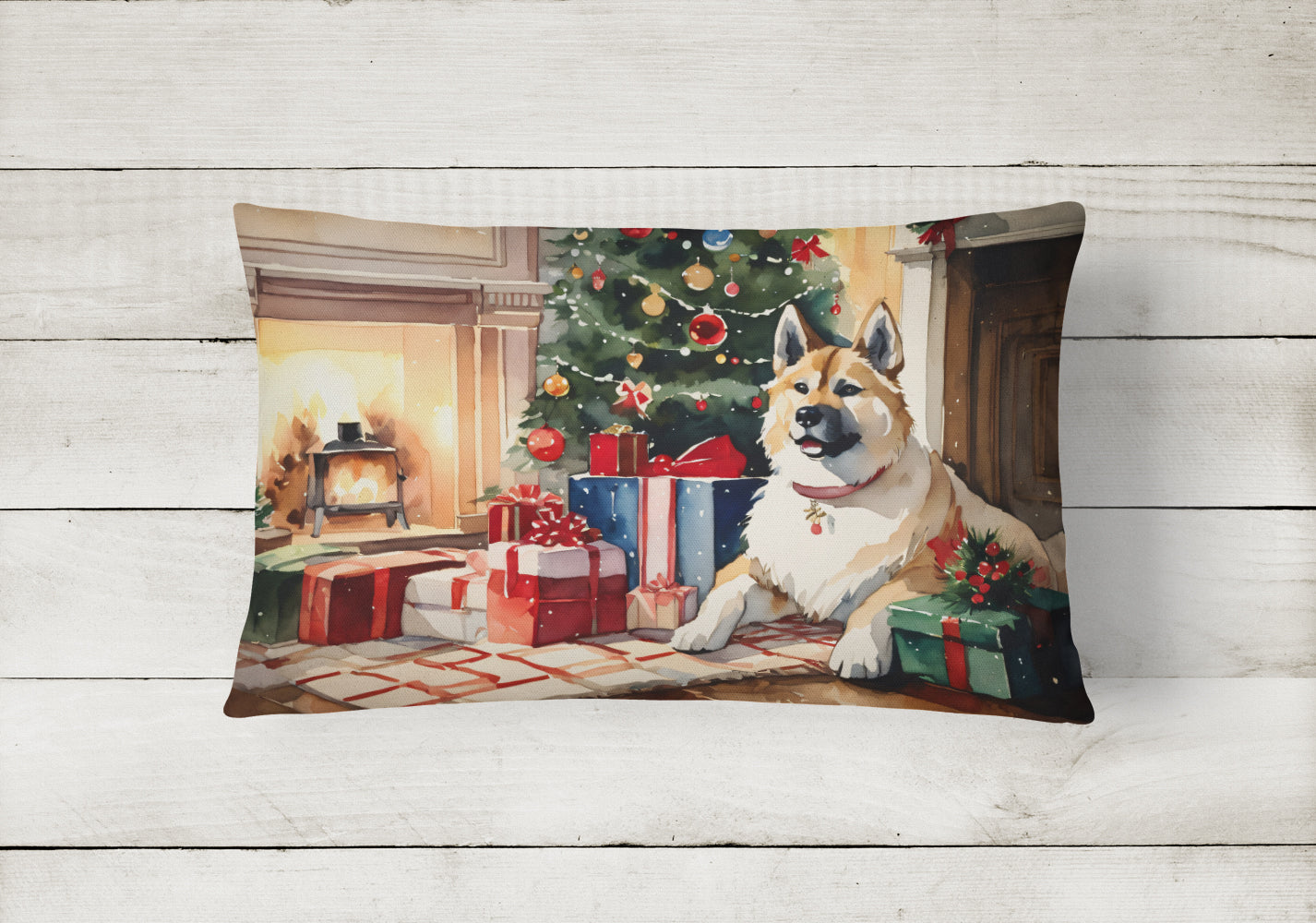 Akita Cozy Christmas Throw Pillow