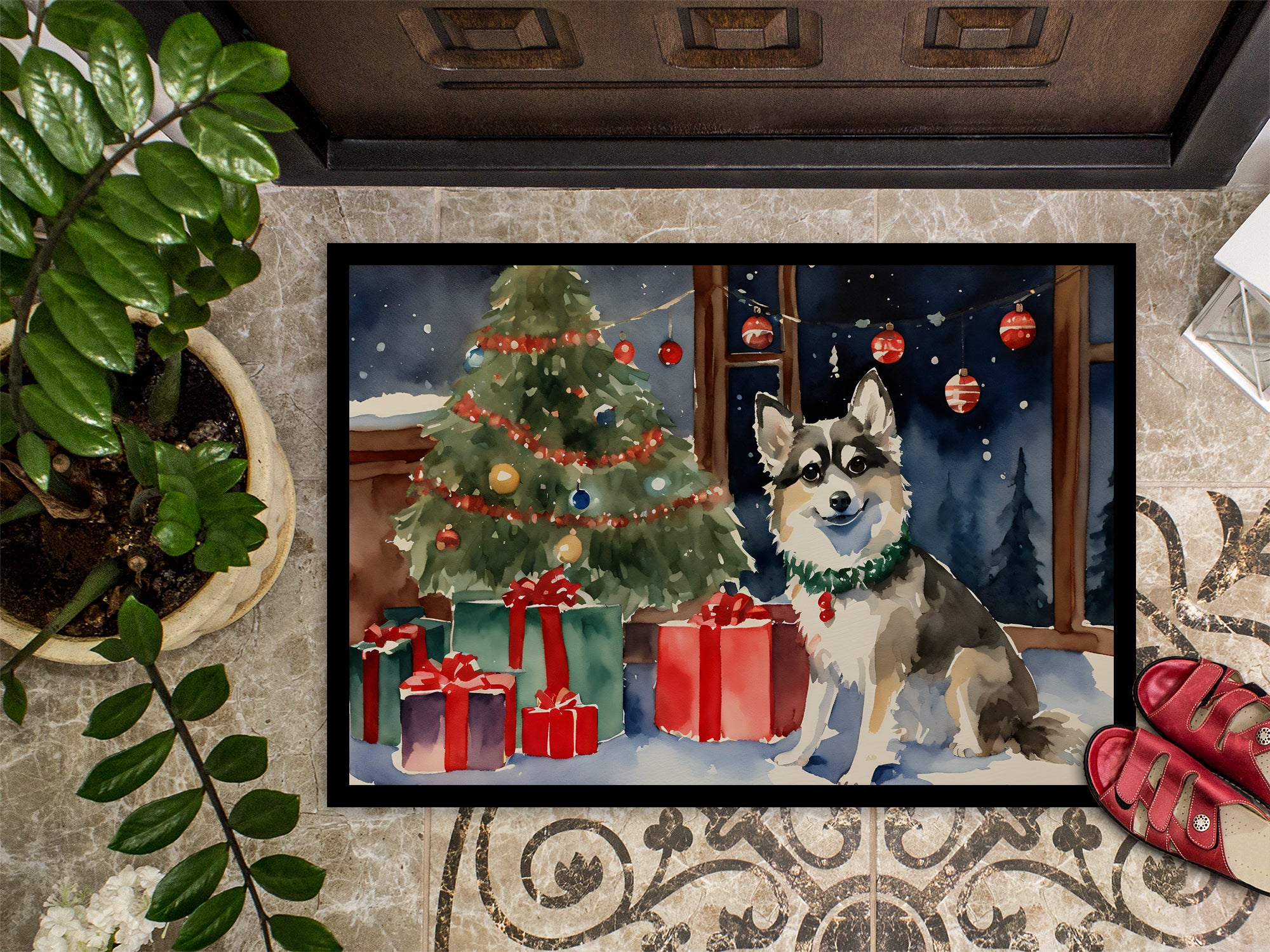 Alaskan Klee Kai Cozy Christmas Doormat