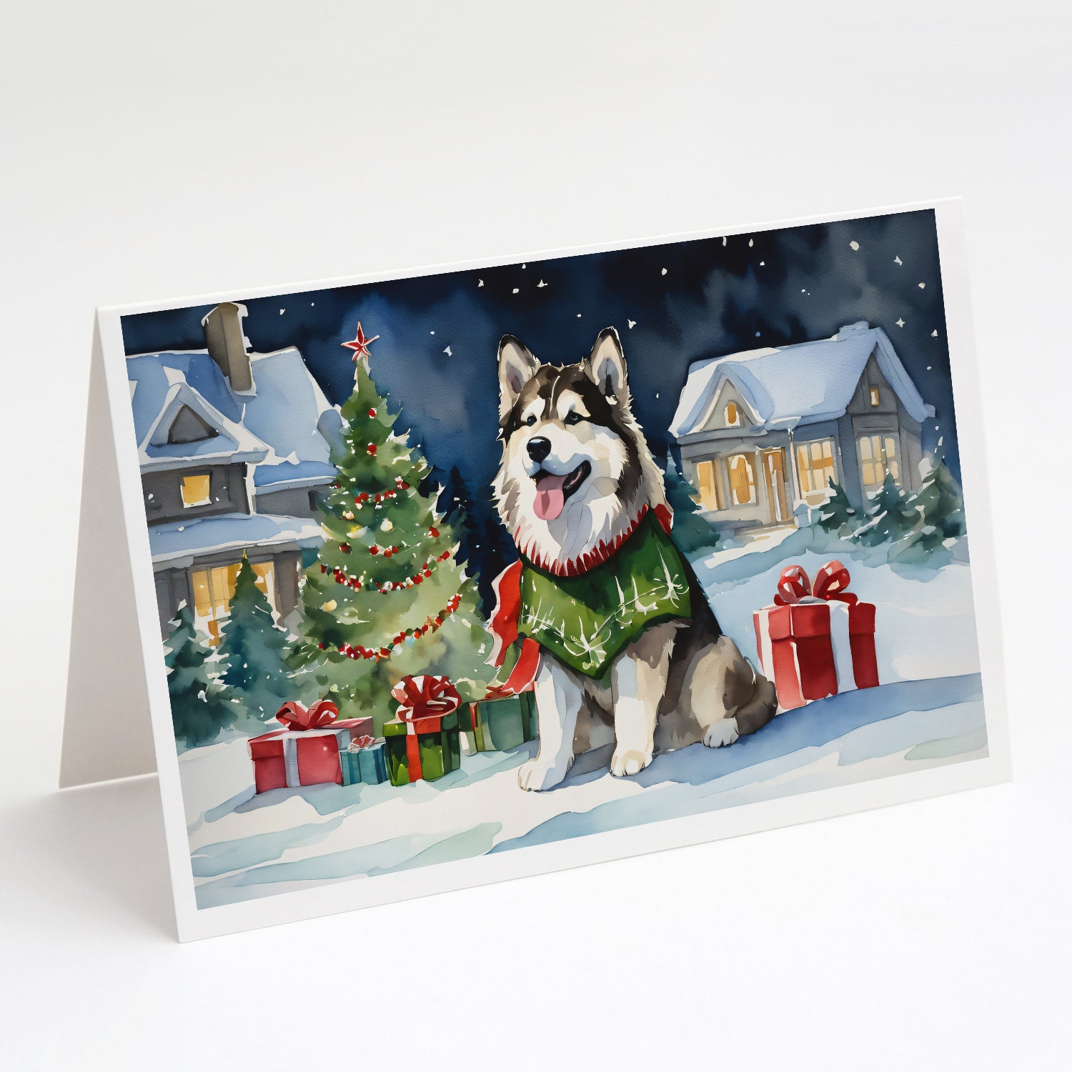 Buy this Alaskan Malamute Cozy Christmas Greeting Cards Pack of 8