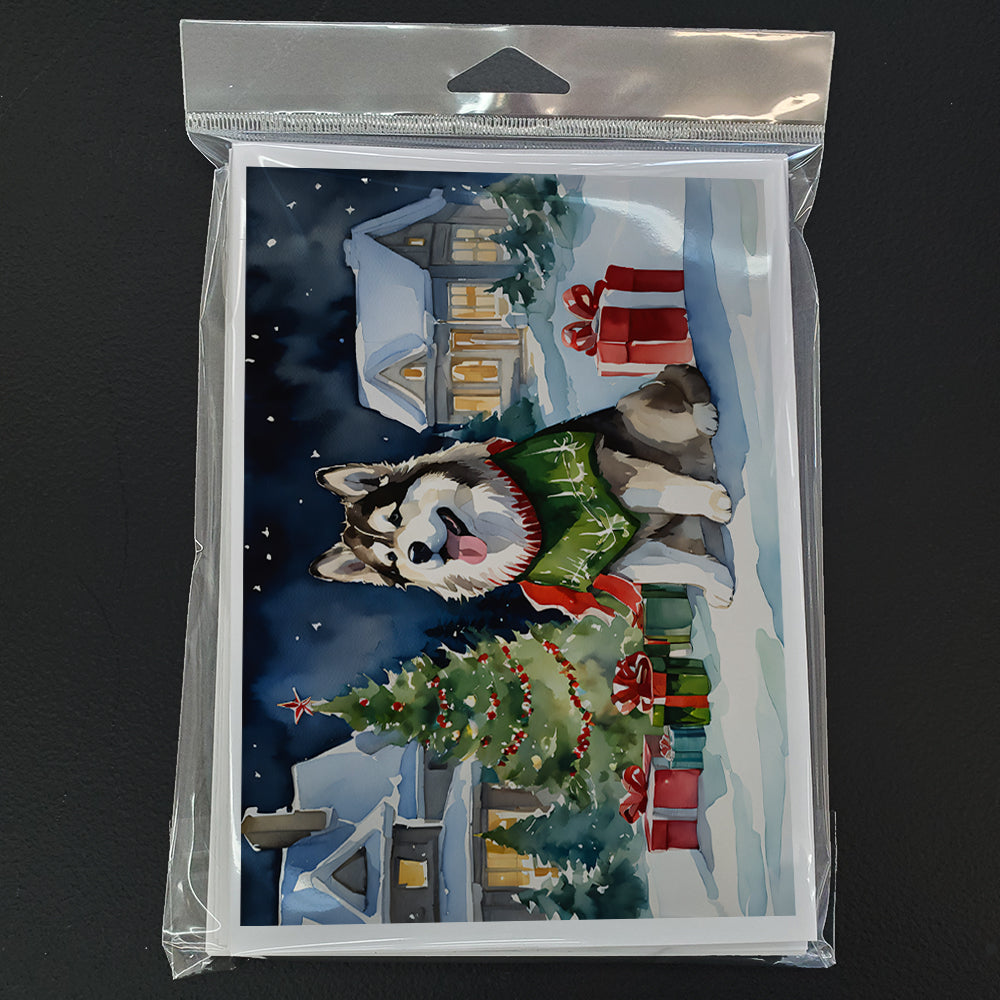 Alaskan Malamute Cozy Christmas Greeting Cards Pack of 8