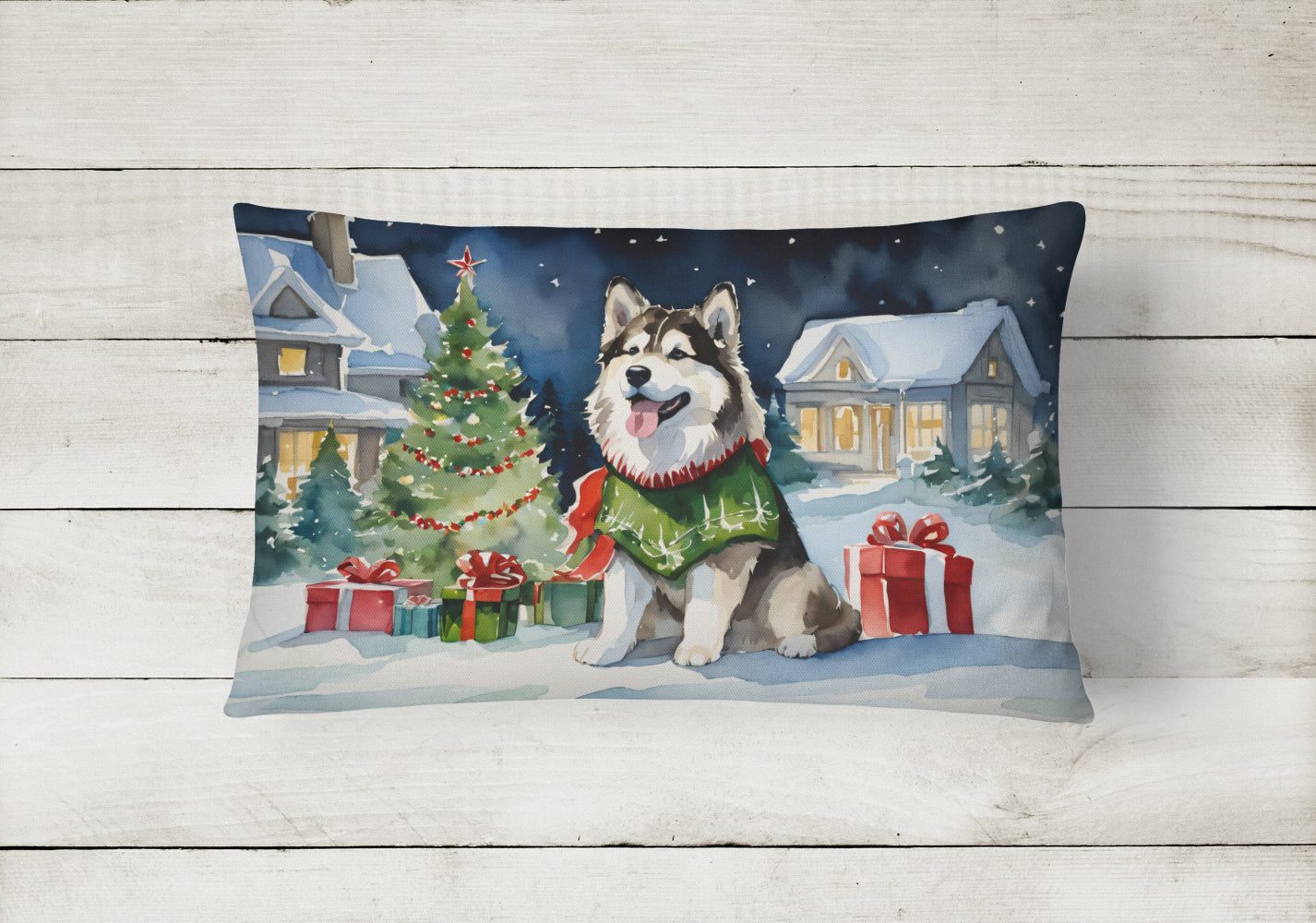 Alaskan Malamute Cozy Christmas Throw Pillow
