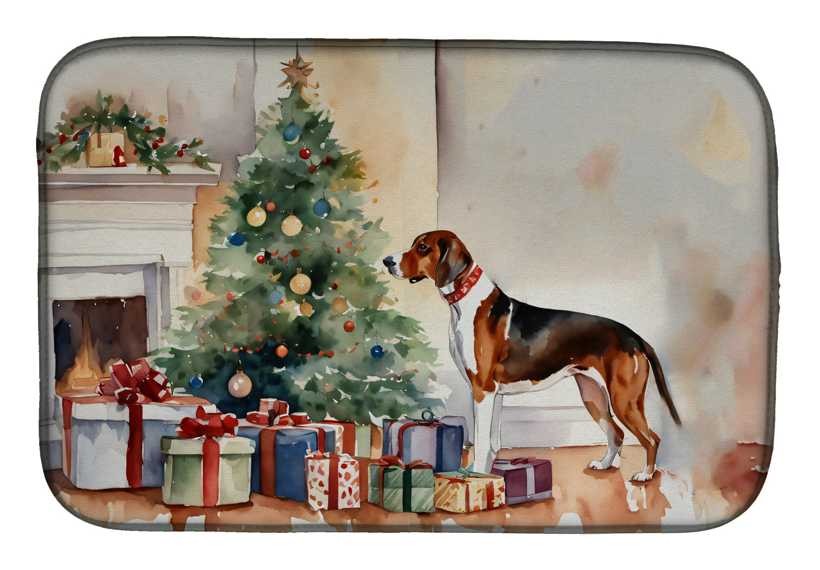 Buy this American English Coonhound Cozy Christmas Dish Drying Mat