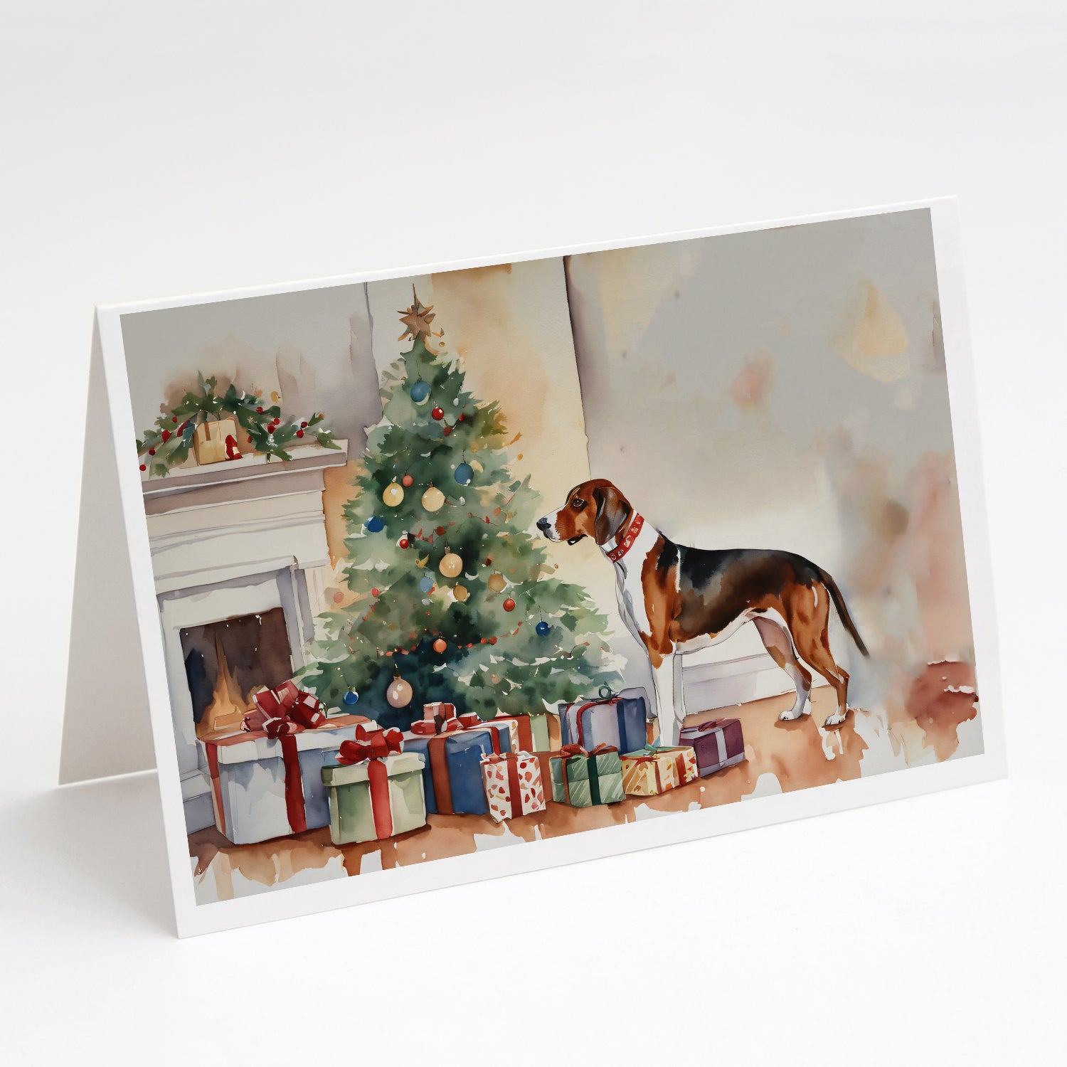 Buy this American English Coonhound Cozy Christmas Greeting Cards Pack of 8