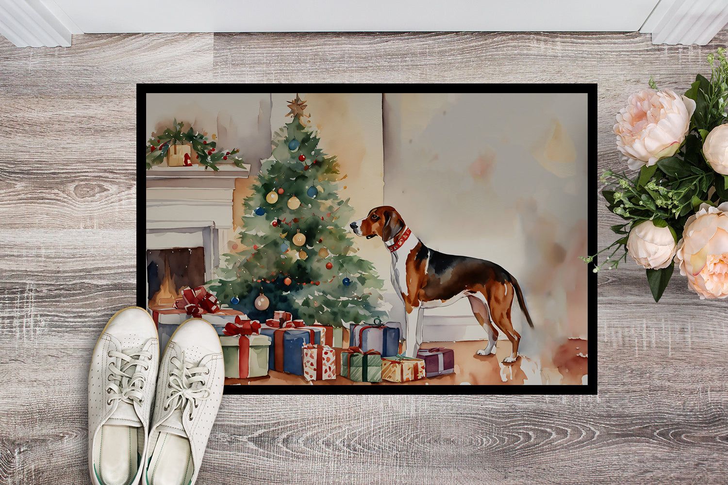 American English Coonhound Cozy Christmas Doormat