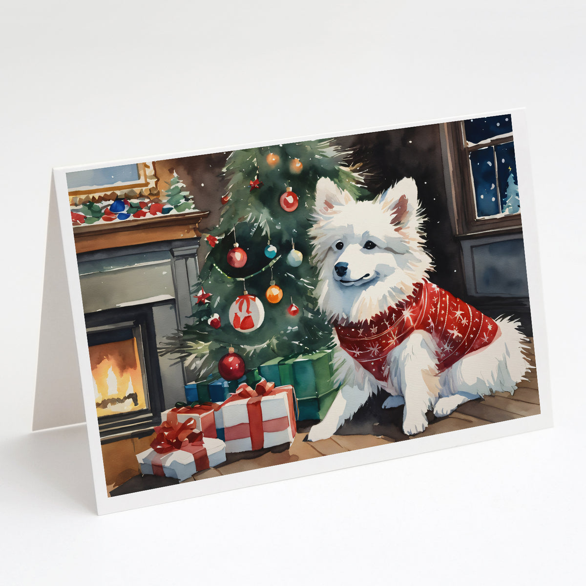 Buy this American Eskimo Cozy Christmas Greeting Cards Pack of 8