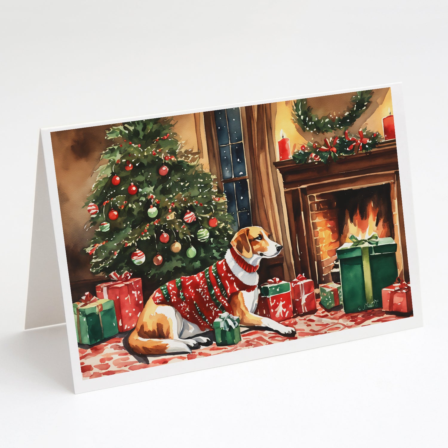 Buy this American Foxhound Cozy Christmas Greeting Cards Pack of 8