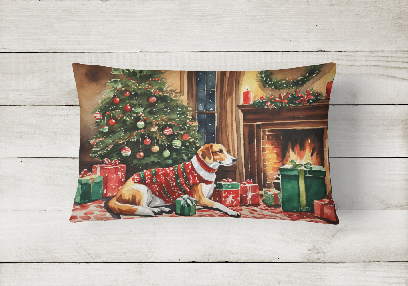 American Foxhound Cozy Christmas Throw Pillow