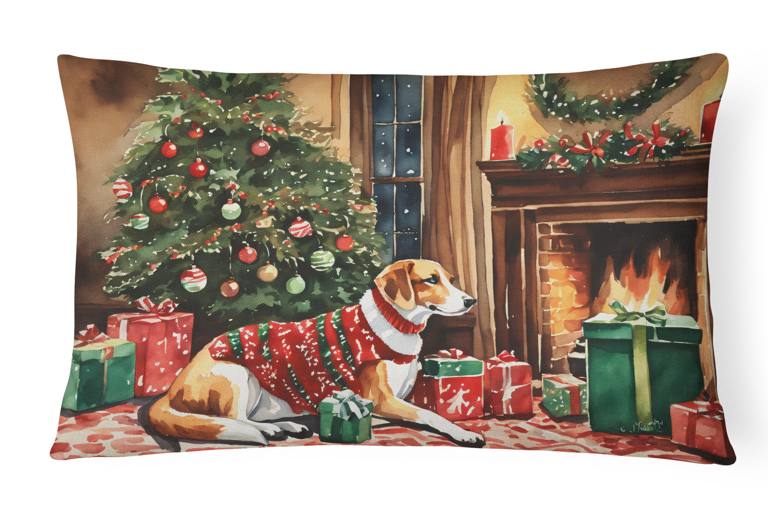 Buy this American Foxhound Cozy Christmas Throw Pillow