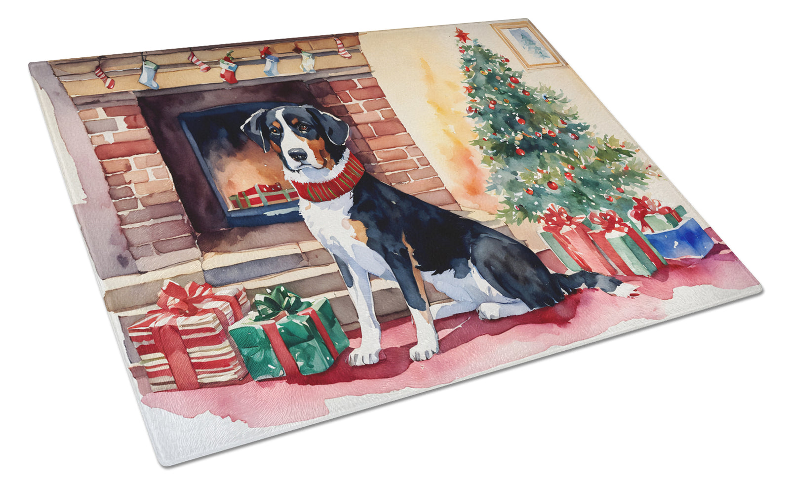 Buy this Appenzeller Sennenhund Cozy Christmas Glass Cutting Board Large