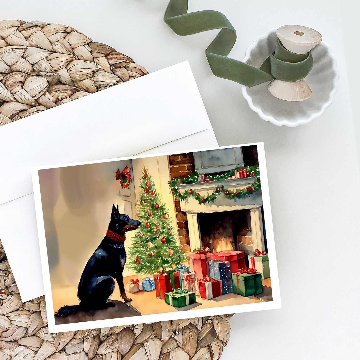 Australian Kelpie Cozy Christmas Greeting Cards Pack of 8