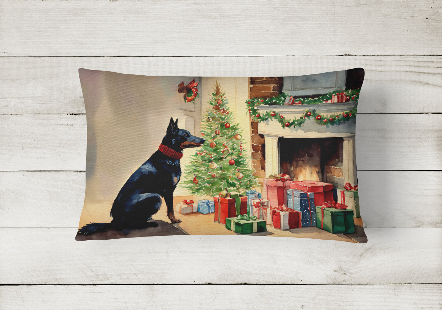 Australian Kelpie Cozy Christmas Throw Pillow