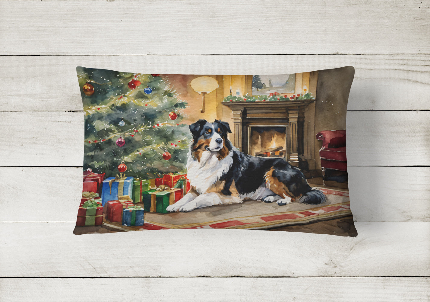 Australian Shepherd Cozy Christmas Throw Pillow