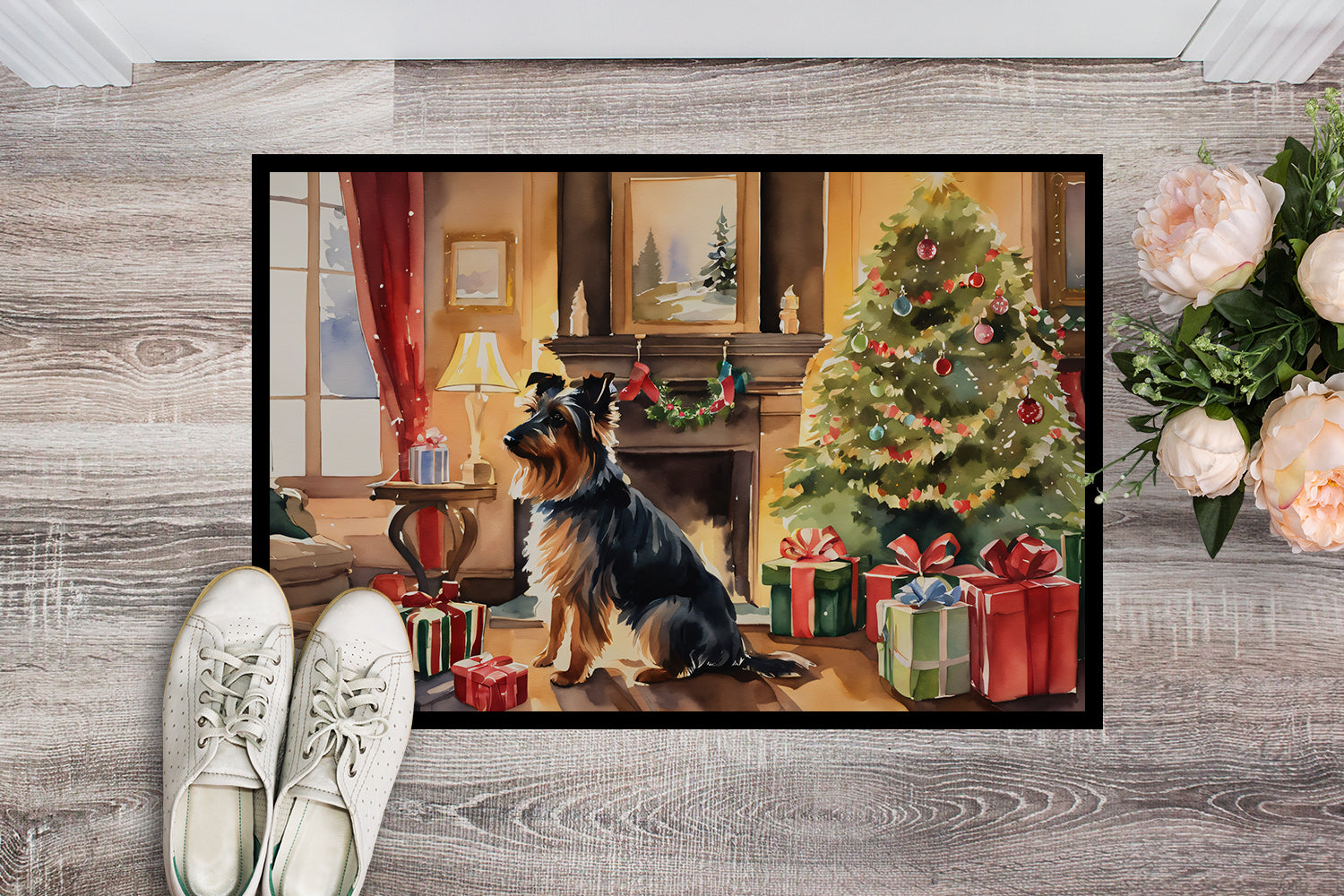 Australian Terrier Cozy Christmas Doormat