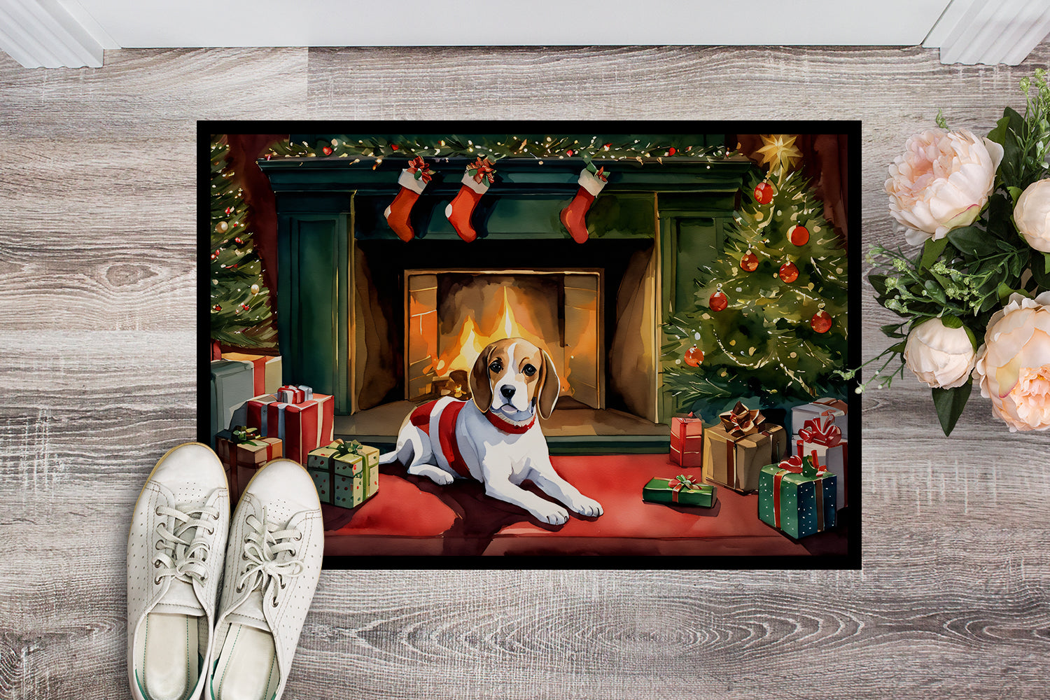 Beagle Cozy Christmas Doormat