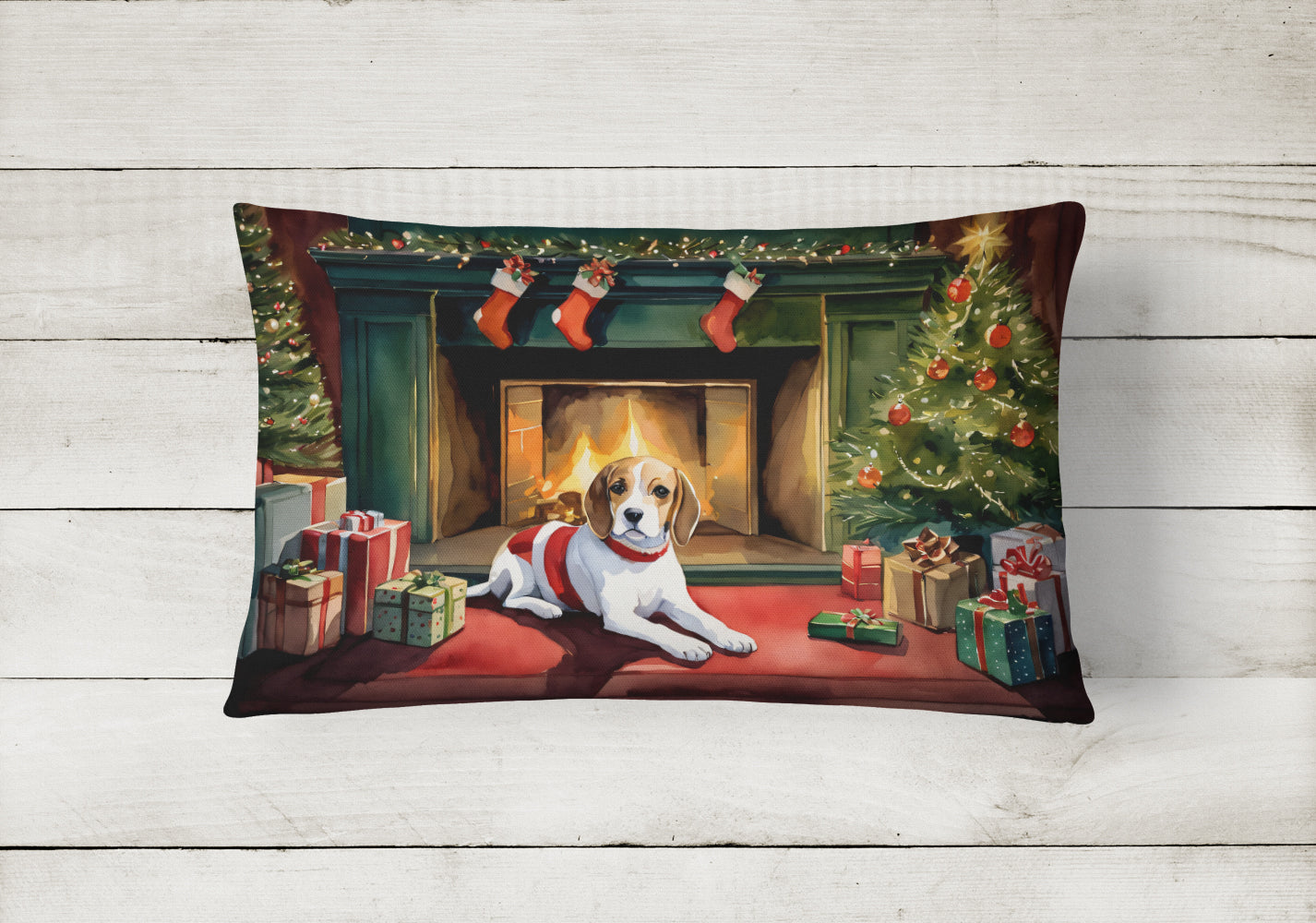 Beagle Cozy Christmas Throw Pillow