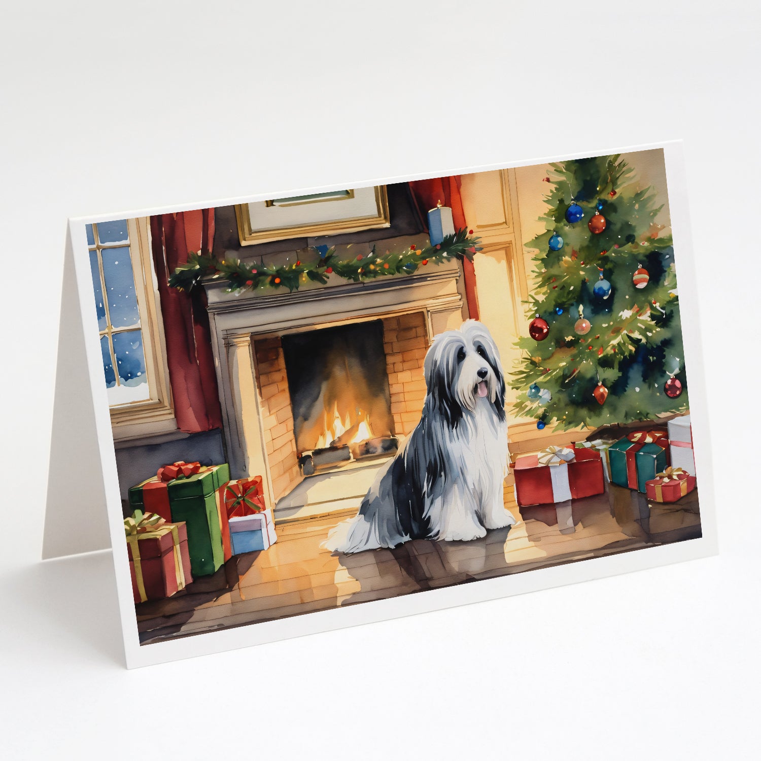 Buy this Bearded Collie Cozy Christmas Greeting Cards Pack of 8