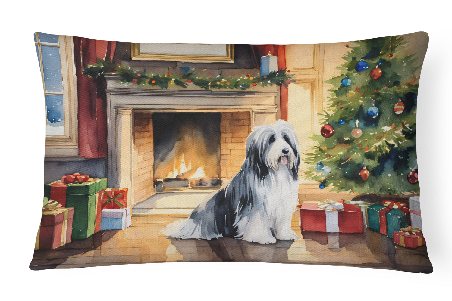 Buy this Bearded Collie Cozy Christmas Throw Pillow
