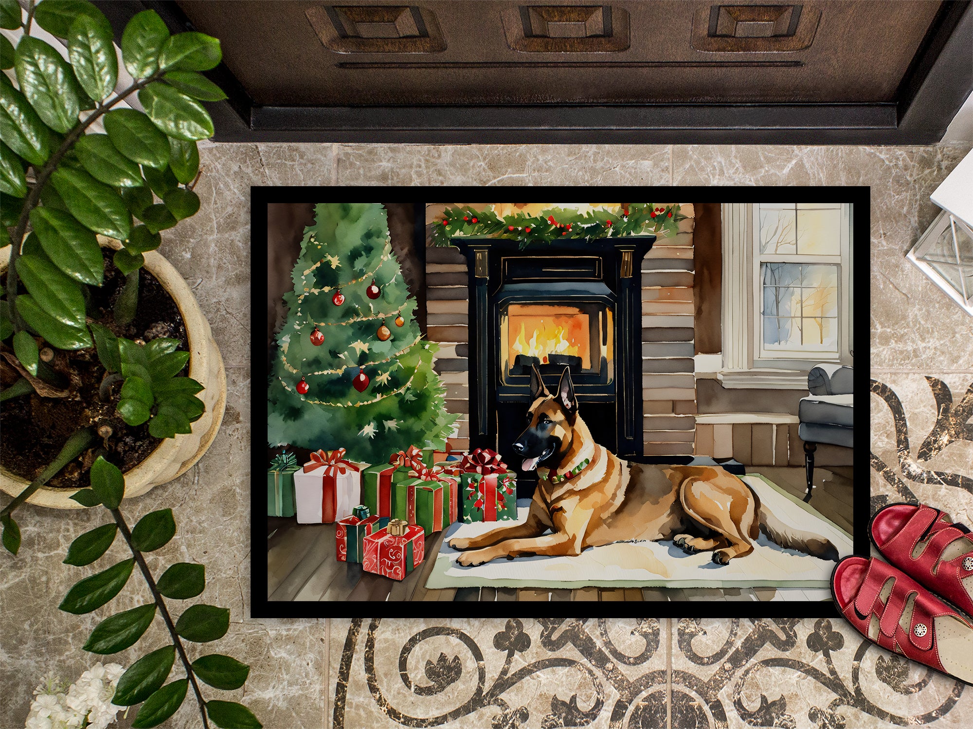 Belgian Malinois Cozy Christmas Doormat