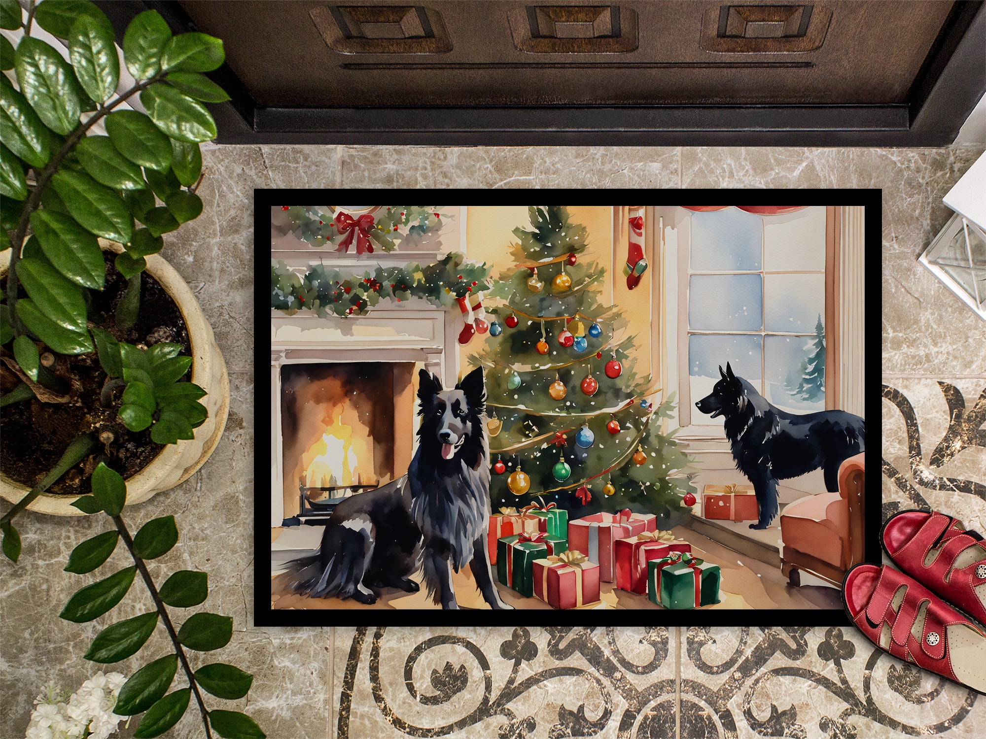Belgian Sheepdog Cozy Christmas Doormat