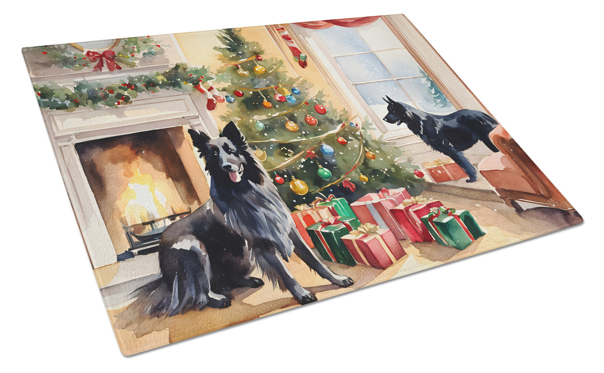 Buy this Belgian Sheepdog Cozy Christmas Glass Cutting Board Large