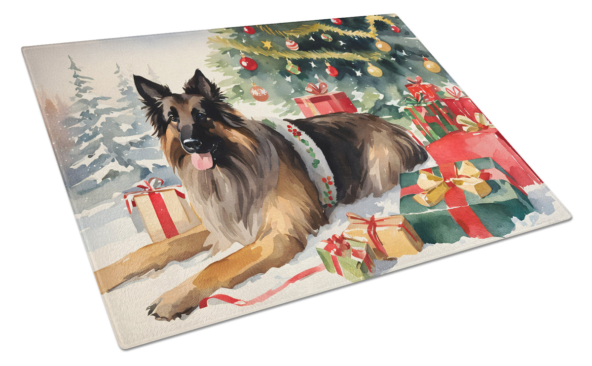 Buy this Belgian Tervuren Cozy Christmas Glass Cutting Board Large