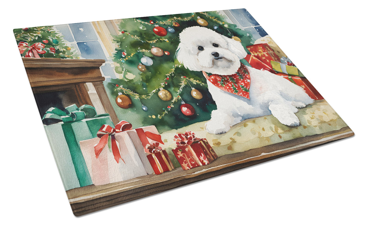 Buy this Bichon Frise Cozy Christmas Glass Cutting Board Large