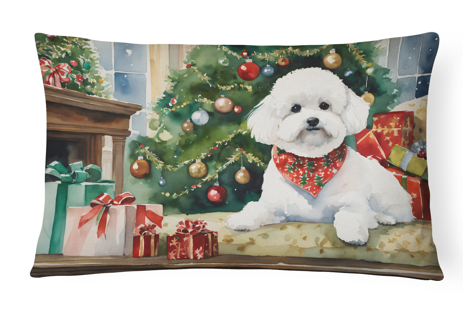 Buy this Bichon Frise Cozy Christmas Throw Pillow