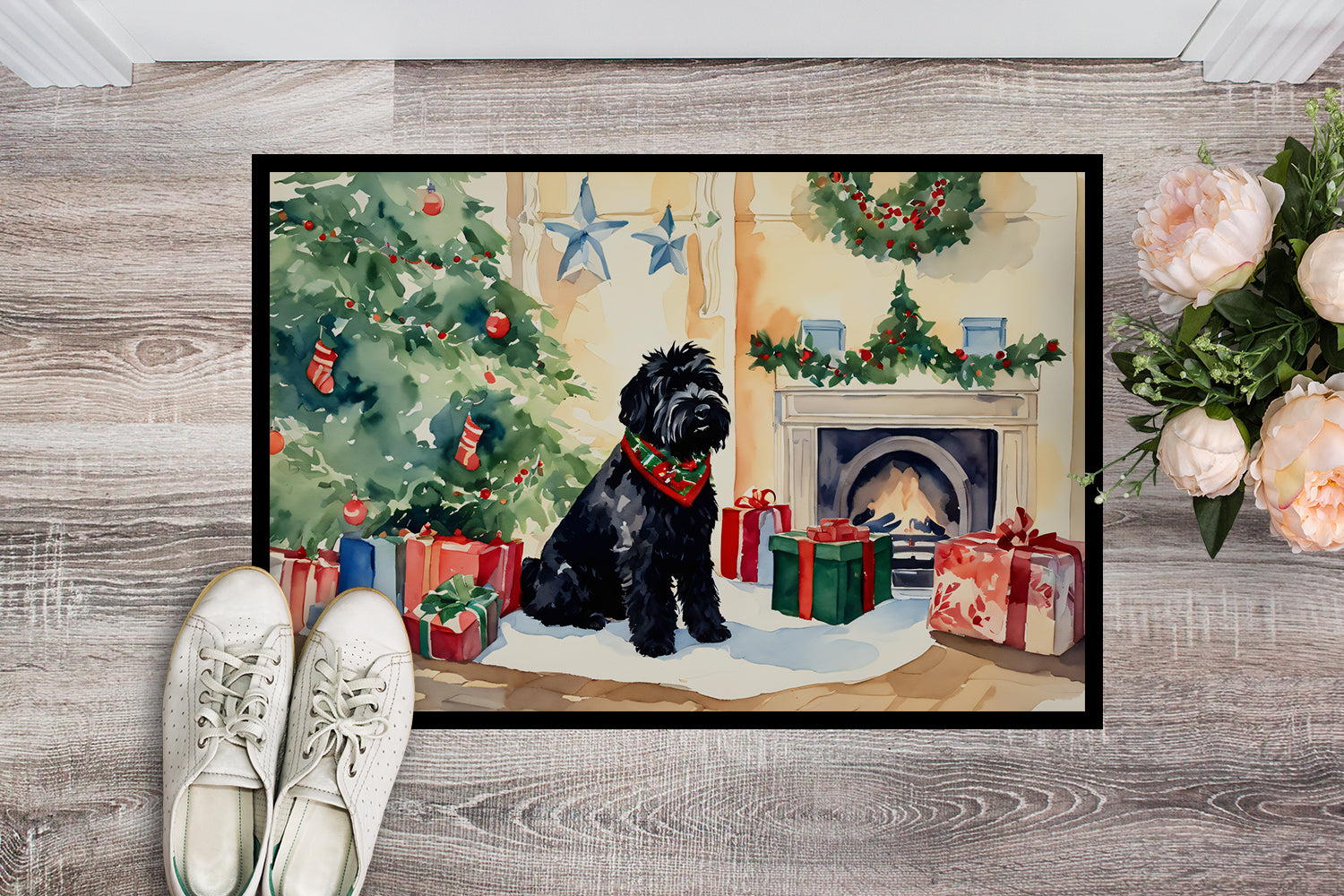 Buy this Black Russian Terrier Cozy Christmas Doormat