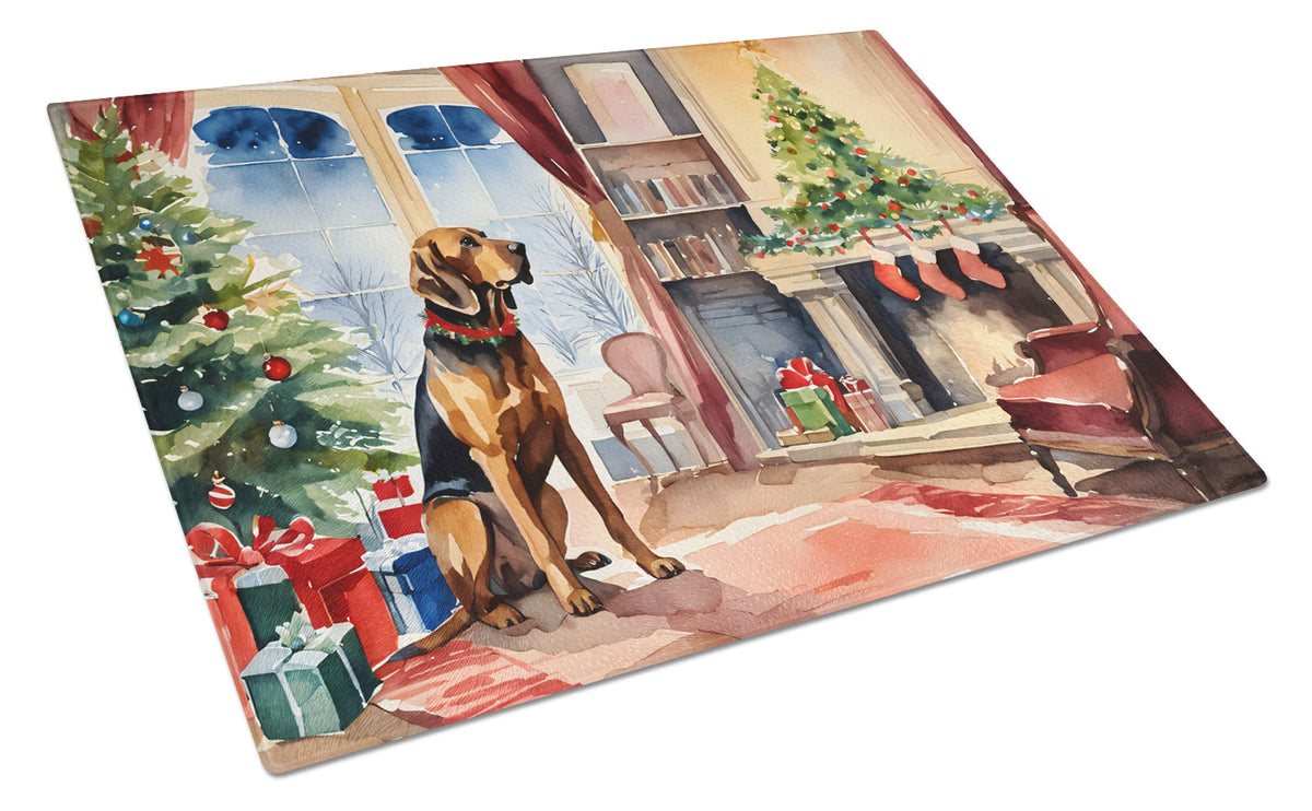 Buy this Bloodhound Cozy Christmas Glass Cutting Board Large
