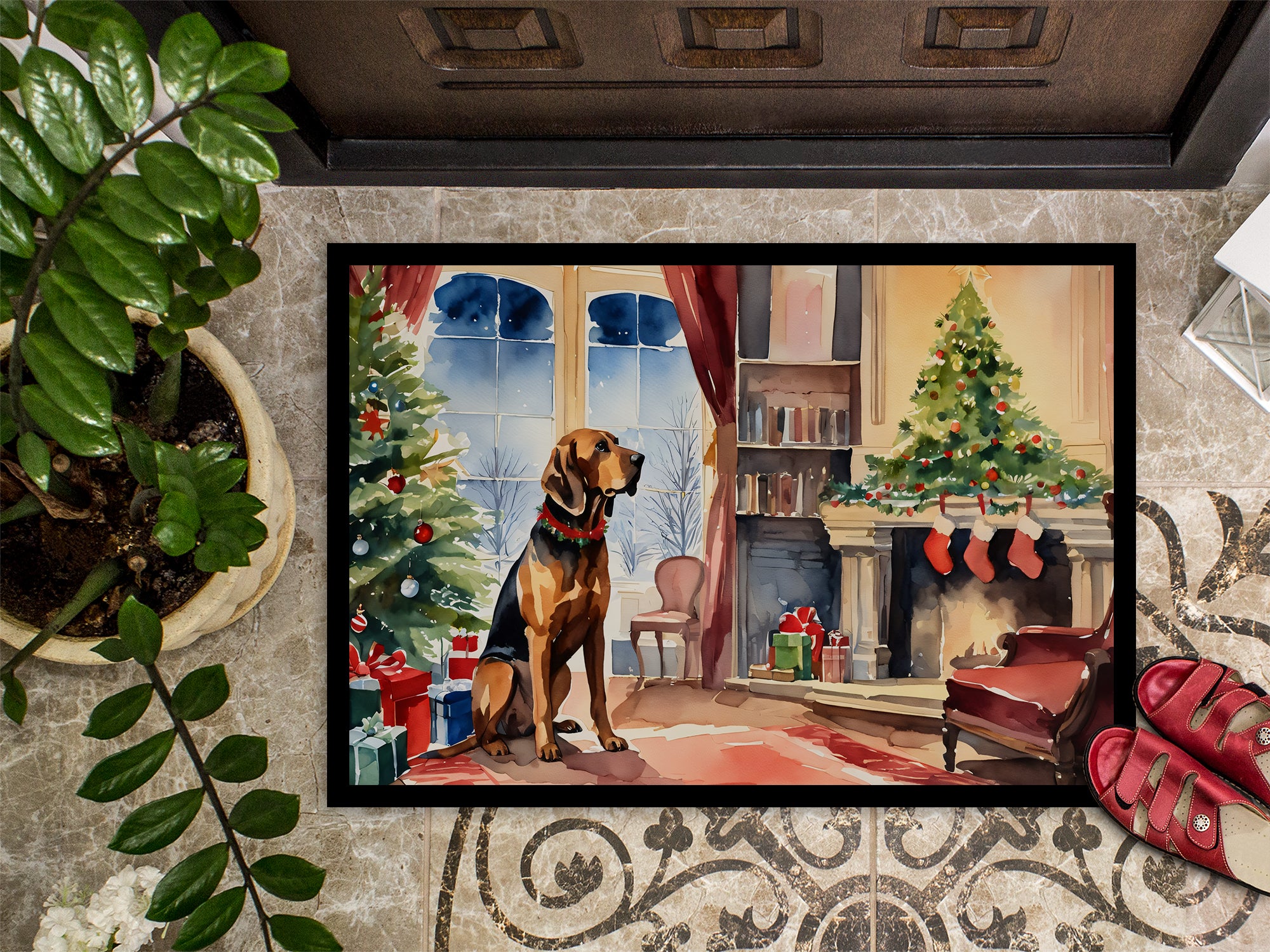 Bloodhound Cozy Christmas Doormat