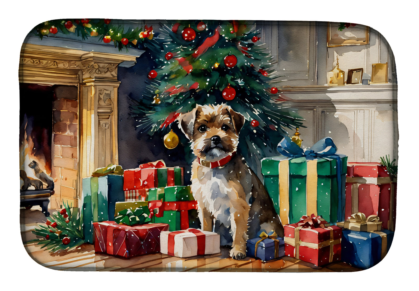Buy this Border Terrier Cozy Christmas Dish Drying Mat