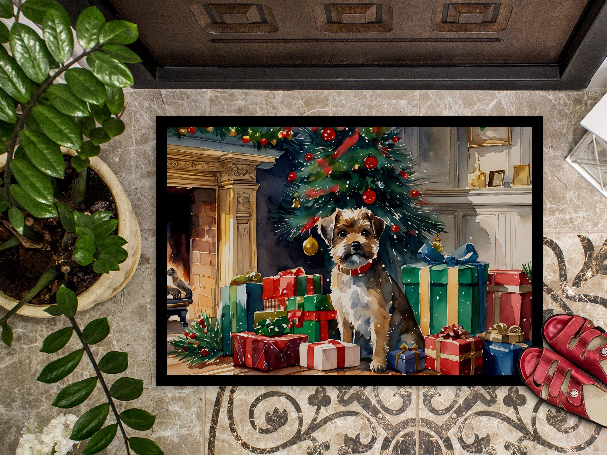 Border Terrier Cozy Christmas Doormat