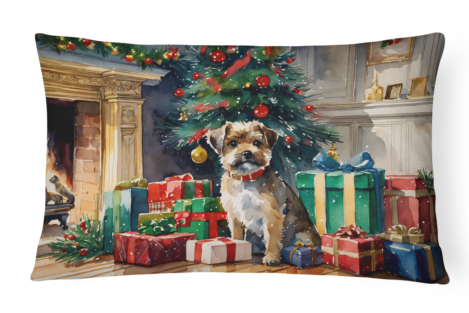 Buy this Border Terrier Cozy Christmas Throw Pillow
