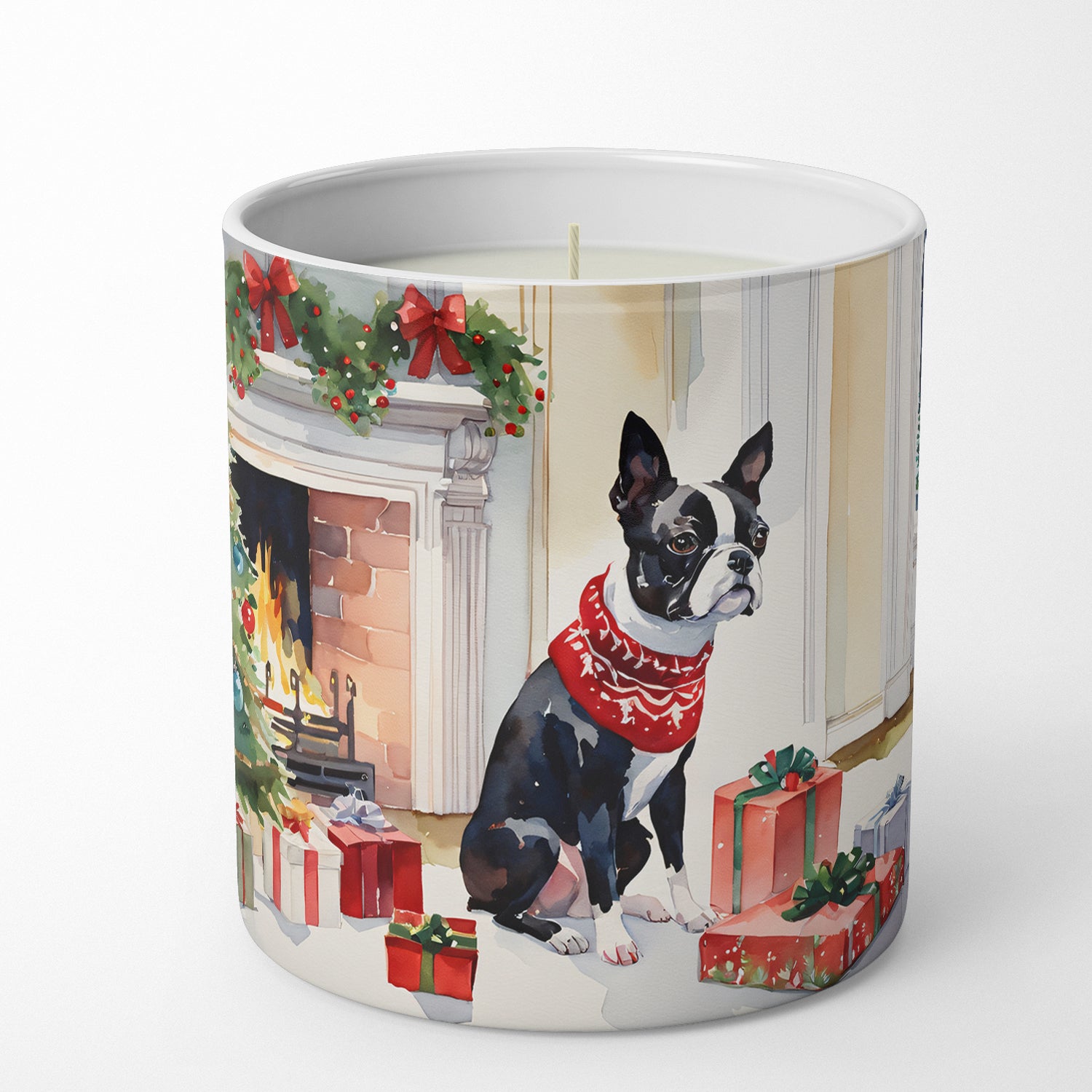 Boston Terrier Cozy Christmas Decorative Soy Candle
